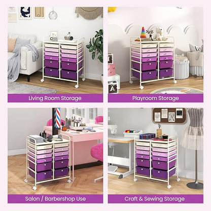 Giantex 12 Drawers Rolling Storage Cart, Classroom Organizers - Image 8