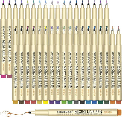 CHARSOCO Arts Sign Brush Pen, Felt Tip Water Based Ink by CHARSOCO