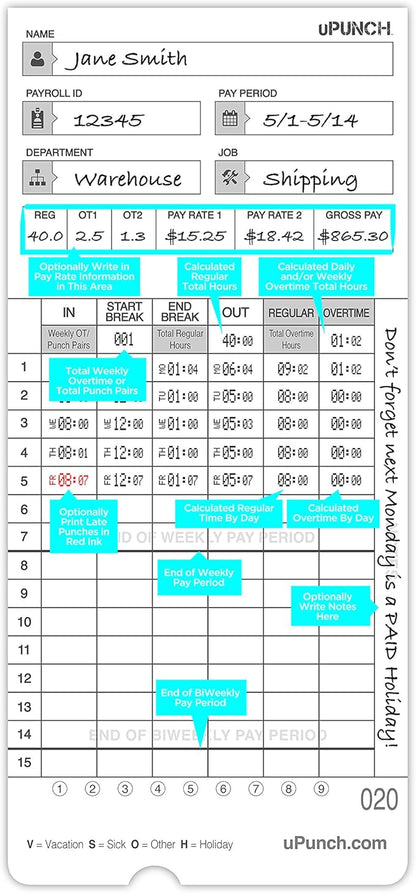 50 uPunch Time Cards for HN4000 - Image 3
