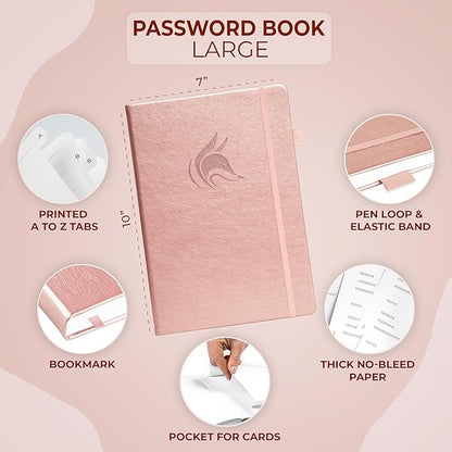 Clever Fox Password Book with alphabetical tabs. Internet Address Organizer - Image 2