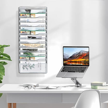 EasyPAG Wall File Organizer for Office 14 Pocket Mesh Wall Mounted Paper - Image 8