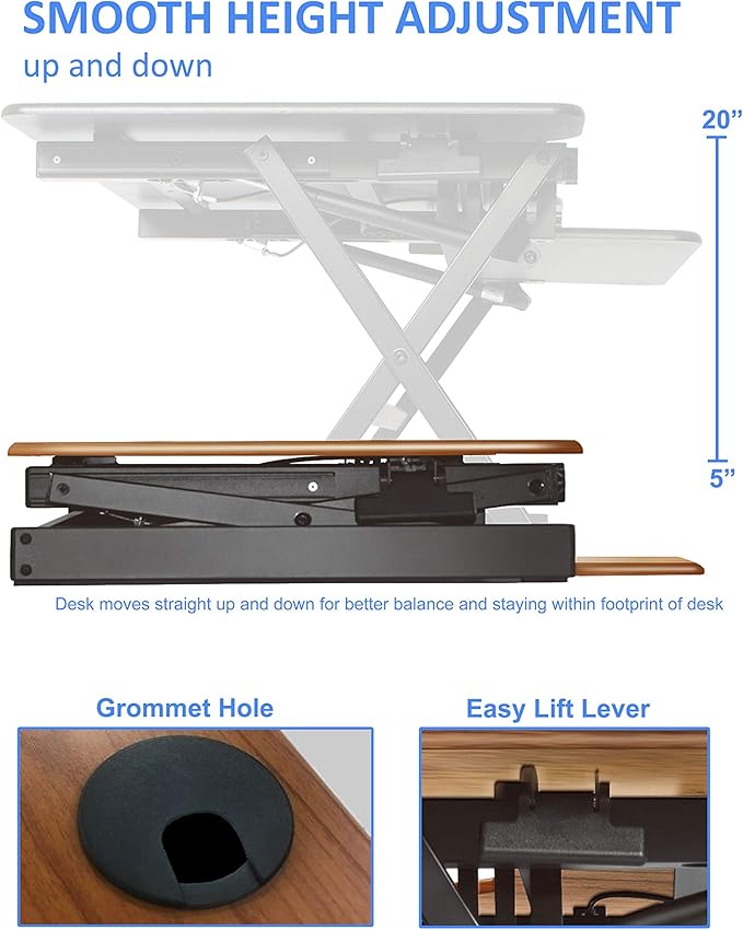 Rocelco 46" Large Height Adjustable Standing Desk Converter - Image 3