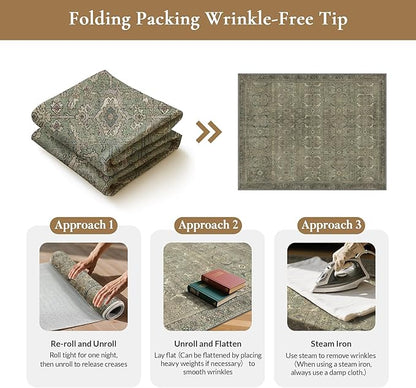 GENIMO 2x3 Area Rugs for Living Room, Machine Washable Non Slip Vintage Rugs - Image 8