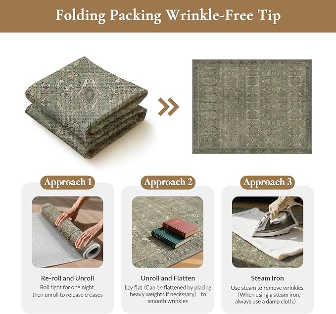 GENIMO 6x9 Area Rugs for Living Room, Machine Washable Non Slip Vintage Rugs - Image 9