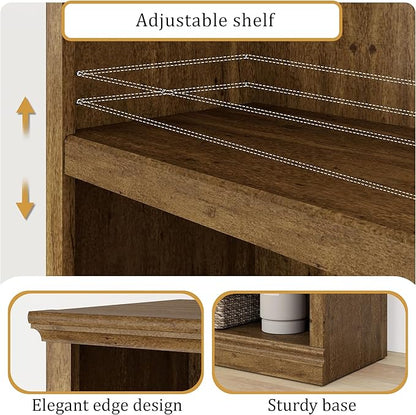 blini 5-Shelf Narrow Bookcase White Wooden Tall Bookshelves Floor Standing - Image 3