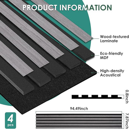 VallisCo 4-Piece Wood Slat Acoustic Panels - Image 2