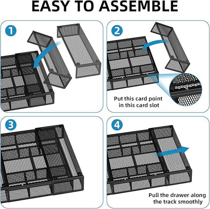 Marbrasse Expandable Desk Drawer Organizer, Mesh Drawer Organizer Tray - Image 7
