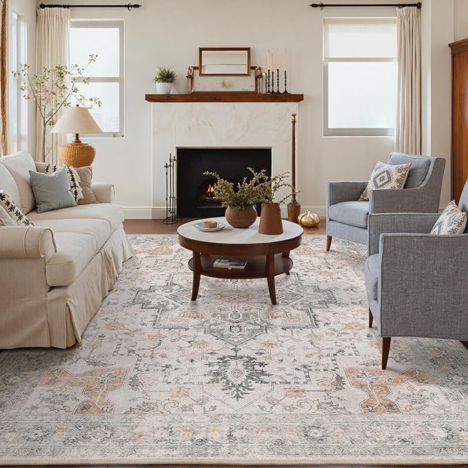 GENIMO 4x6 Area Rugs for Living Room, Machine Washable Low Pile Vintage Rugs - Image 7