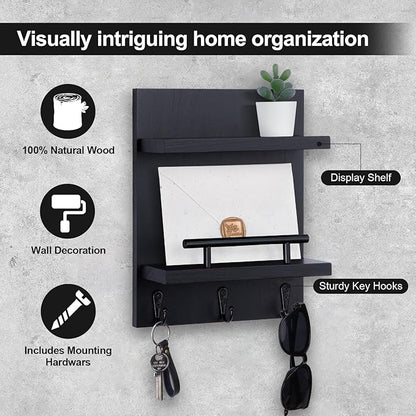 Lucundm Key Holder Wall Mount, Mail Shelf Decor - Image 3