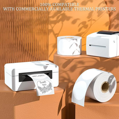 MFLABEL 2" 750 Labels White Circle Direct Thermal Stickers Labels Roll - Image 4