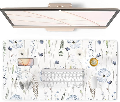QIYI Large Mouse Pad for Desk, Floral Desk Mat for Desktop, Women Girls Office by QIYI