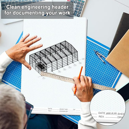 2 Pack 100 Sheets 11" x 17" Isometric Graph Paper Pad Landscape - Image 4