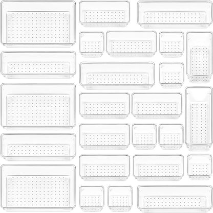 Vtopmart 25 PCS Clear Plastic Drawer Organizers Set, 4-Size Versatile Bathroom by Vtopmart