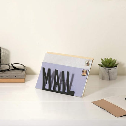 MyGift Mail Holder Organizer Countertop Modern Metal Black - Image 7
