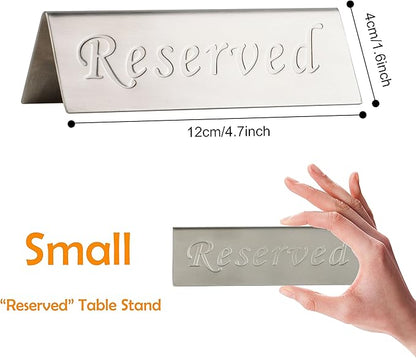 Reserved Sign - Brushed Stainless Steel Free Standing Table Top Compliance Sign - Image 2