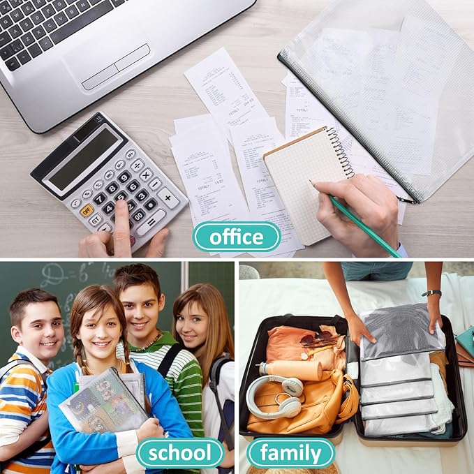 YOPCDJ 12pcs Mesh Zipper Pouch Bags, A5 Storage Bag - Image 6