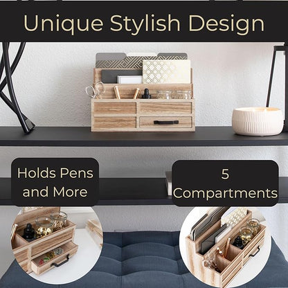 BLU MONACO | Natural Wood Mail Organizer - Image 5