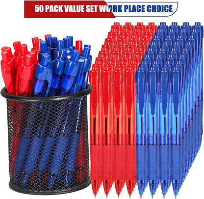 deegtran Pens Bulk, 50 Pack No Bleed Blue & Red Ink Click Pens - Image 2