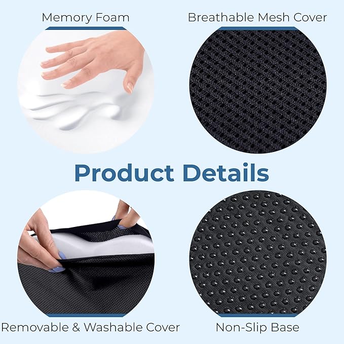 5 STARS UNITED Seat Cushion for Tailbone Pain Relief – Memory Foam Cushion for - Image 6