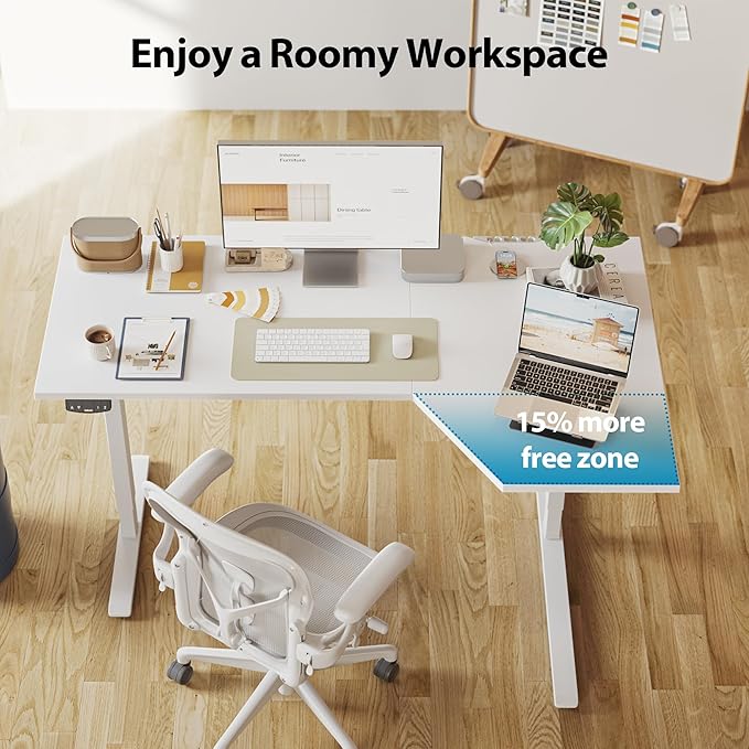 Agilestic Electric Standing Desk, L-Shaped 55 Inches Height Adjustable Desk - Image 8
