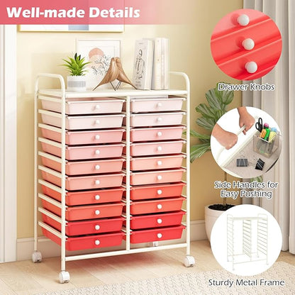 Happygrill 20-Drawer Organizer Cart Tools, Mobile Utility Storage Cart - Image 4