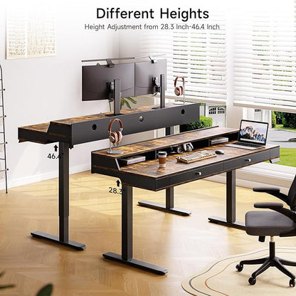 ONBRILL Standing Desk with Drawers, 63x23.6 Electric Stand Up Desk with Storage - Image 7