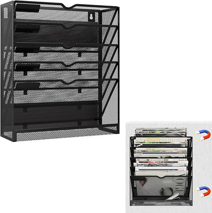 KZWKRG 6 Tier Magnetic File Holder, Large Capacity Mesh Hanging Wall Organizer by Unknown