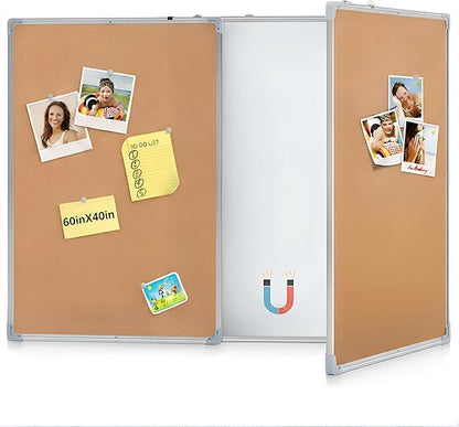 Mooliwe 60"x40" Tri-fold Cork Board Whiteboard Combo, Foldable Combination by Mooliwe