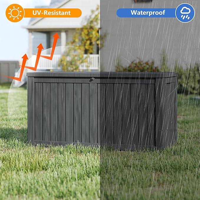 Yardgrace 150 Gallon Resin Deck Box, Waterproof Outdoor Storage Box, Lockable - Image 3