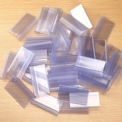 Qunclay 100 Pcs Shelf Label Holder Glass Wood 1.25 x 3 Inches Clear Plastic - Image 7