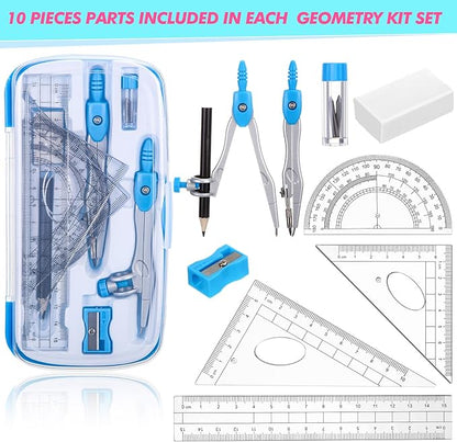 Zonon 24 Sets Math Geometry Kit Student 10 Pcs Shatterproof Storage Box - Image 3