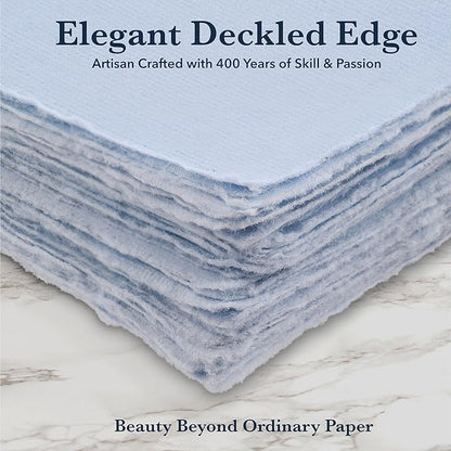 Wanderings 50 Pack Blue A6 Handmade Deckled Edge Cotton Paper - Image 2