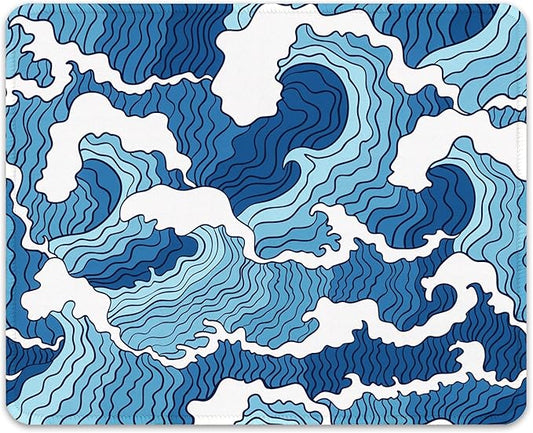 Auhoahsil Mouse Pad, 12 x 10 in Japanese Style Wave Computer Mouse Pad by Auhoahsil