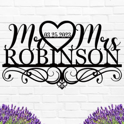 Personalized Anniversary Wedding Gift Custom Last Name Metal Sign Family Name by ENFODREAM