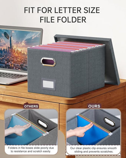 2 Pack File Storage Organizer, Filing Box, Portable File Box - Image 4