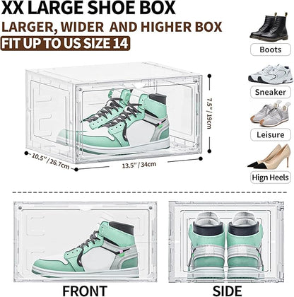 TOFWOF 6 Pack XX Large Shoe Organizer, Heavy-Duty Hard Thicken Plastic Clear - Image 6