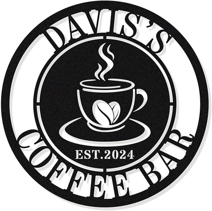 Personalized Coffee Bar Metal Sign, Custom Metal Coffee Sign, Coffee Metal Wall by HYTSIGN