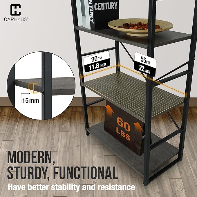 CAPHAUS 2 Tier Small Bookshelf, 24 Inch Width Free Standing Shelf, Bookcase - Image 6