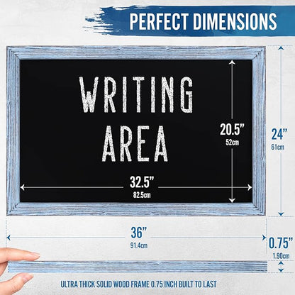 HBCY Creations Rustic Blue Wooden Magnetic Wall Chalkboard, Extra Large Size - Image 2