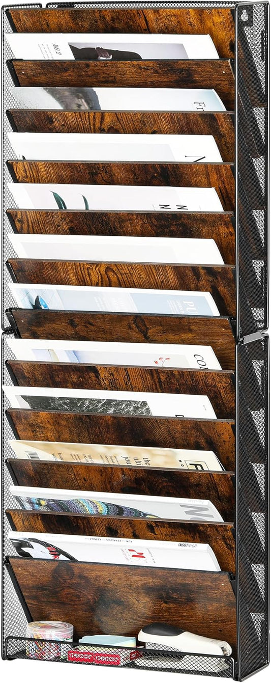 Solinxe 12-Tier Wall File Organizer, Wood Mail Organizer Wall Mounted Paper by Solinxe