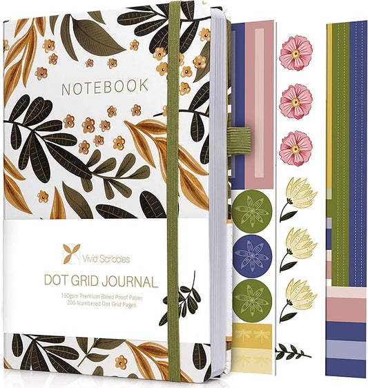 VIVID SCRIBBLES Dotted Journal – 160gsm Bleed Proof Thick White Paper – 200 by VividScribbles
