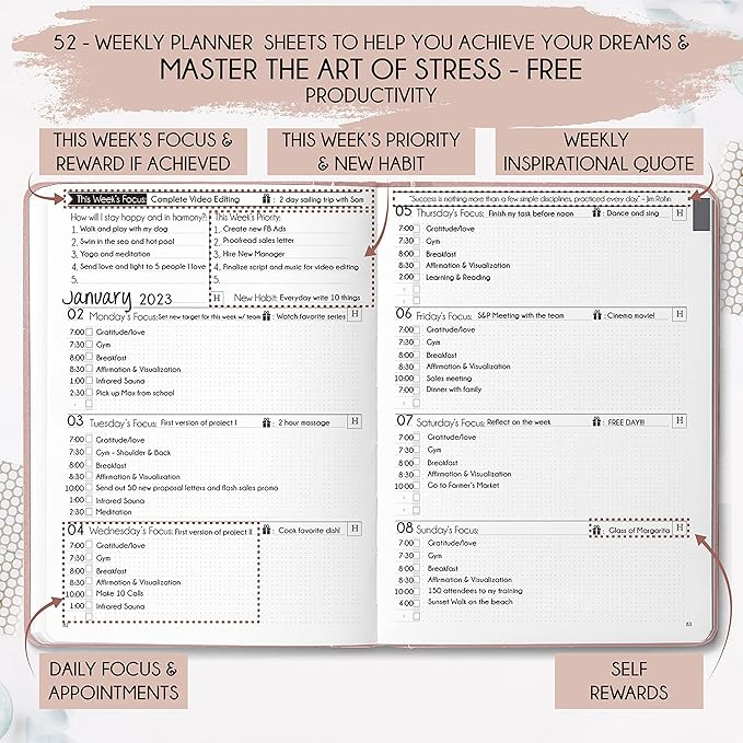 Life & Goal Planner – Undated Daily, Weekly & Monthly Organizer - Image 3