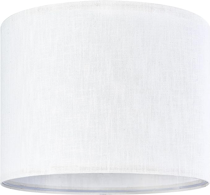 Set of 2 Pure White Linen Drum Lamp Shade 13" Top x 13" Bottom x 10" High - Image 6