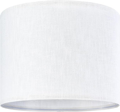 Set of 2 Pure White Linen Drum Lamp Shade 13" Top x 13" Bottom x 10" High - Image 6