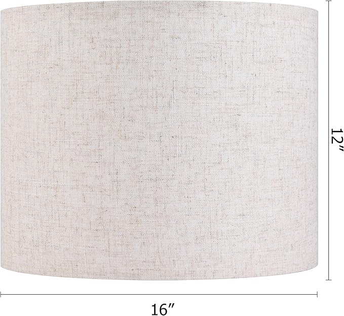 Large Drum Lamp shades Set of 2 Oatmeal Linen Lampshade 16" Top x 16" Bottom x - Image 3