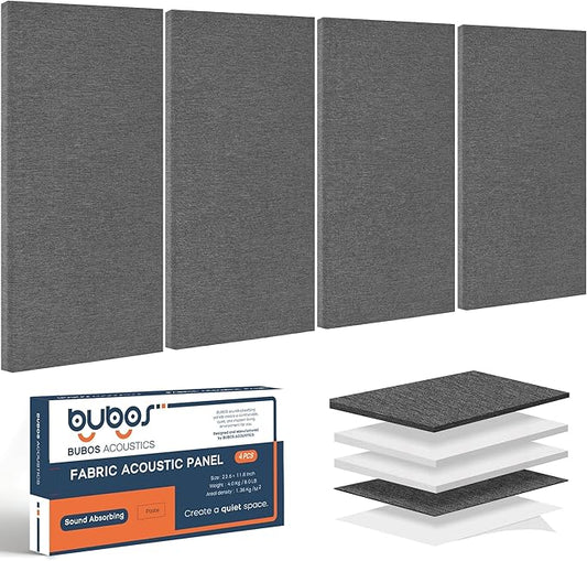 BUBOS 4 PCS Acoustic Panels, 23.6''x11.8'' Fabric Soundproof Wall Panels by BUBOS