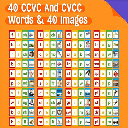 CVCC & CCVC Flip Charts, 40 Words Builder Phonic Games Freestanding Flip Chart - Image 3