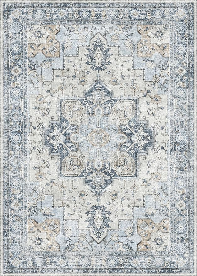 GENIMO 8x10 Area Rugs for Living Room, Machine Washable Non Slip Vintage Rugs - Image 8