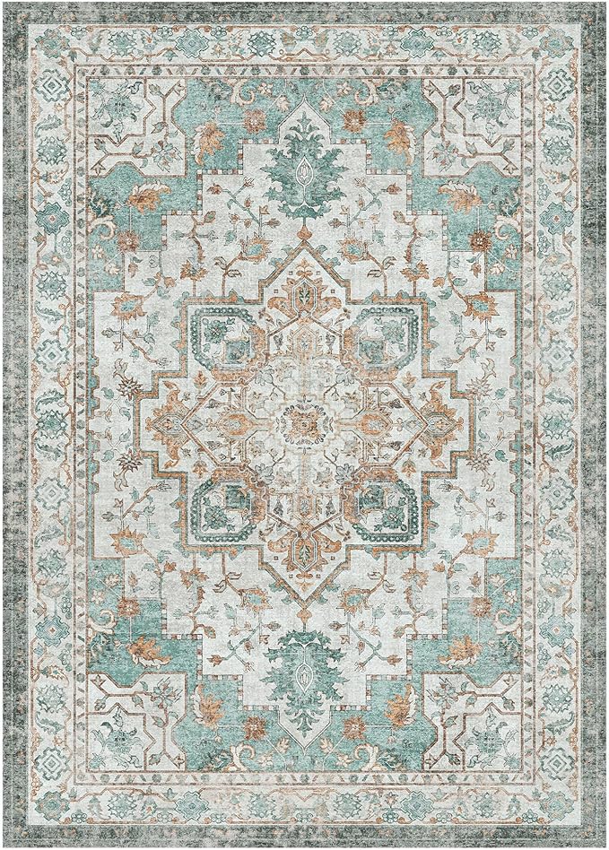 GENIMO 9x12 Area Rugs for Living Room, Machine Washable Non Slip Vintage Rugs - Image 7
