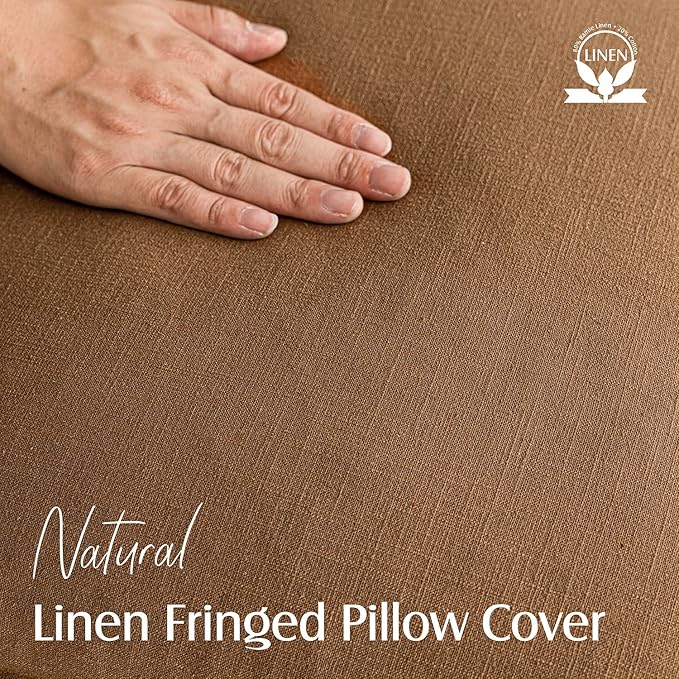 Foindtower Set of 2 Decorative Linen Fringe Lumbar Throw Pillow Covers - Image 2